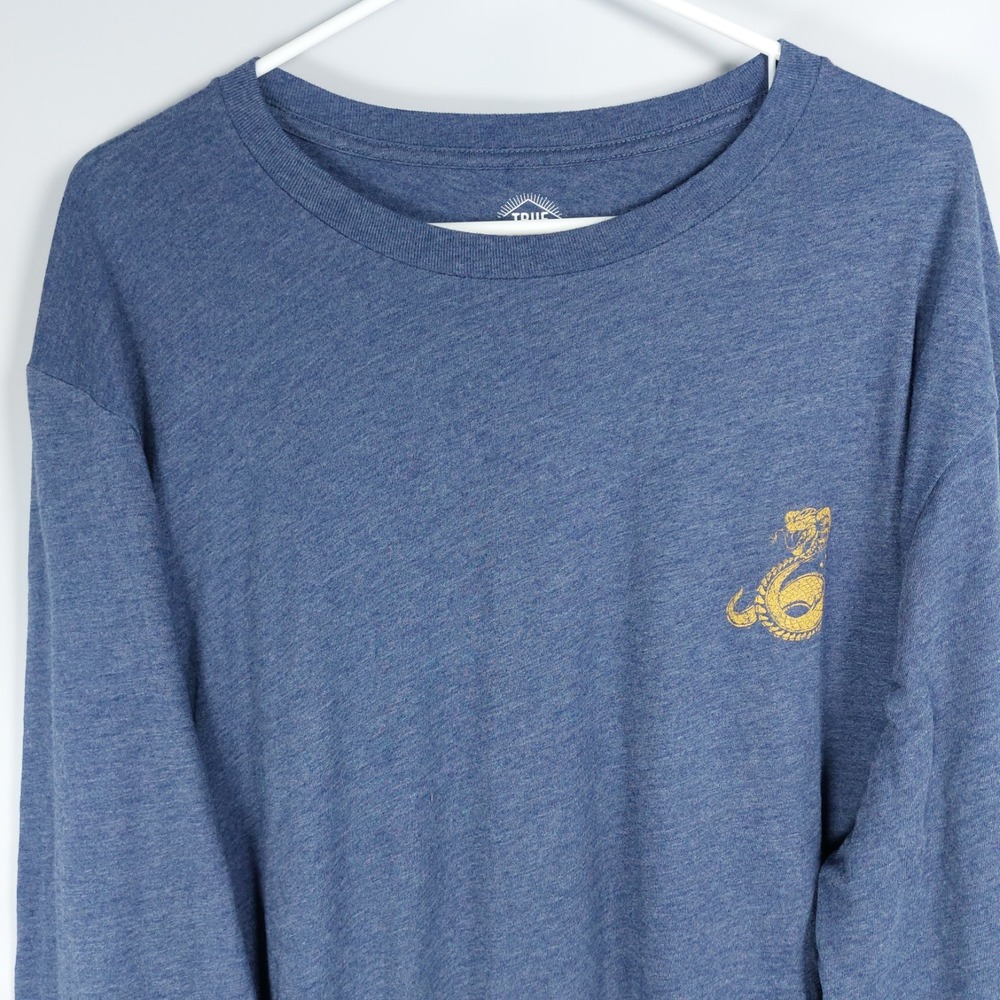 True Craft Mens Long Sleeve T-Shirt Size XXL Heather Blue Gold Cobra Graphic - Picture 4 of 6